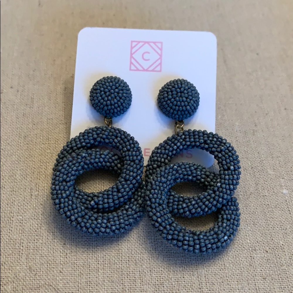 Slate Blue Interlocking Loop Earrings